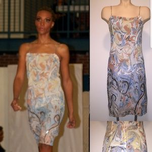 Silk Marbleize Spaghetti Strap Dress